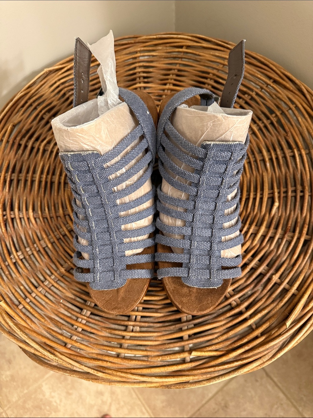 Women’s Strappy Blue Woven Sandals